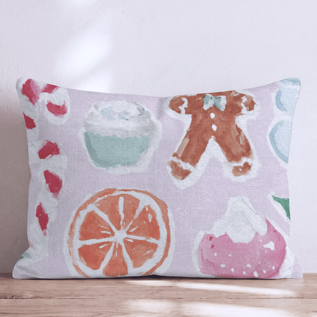 Christmas Sticker Pink Throw Pillow - Hillcroft Home
