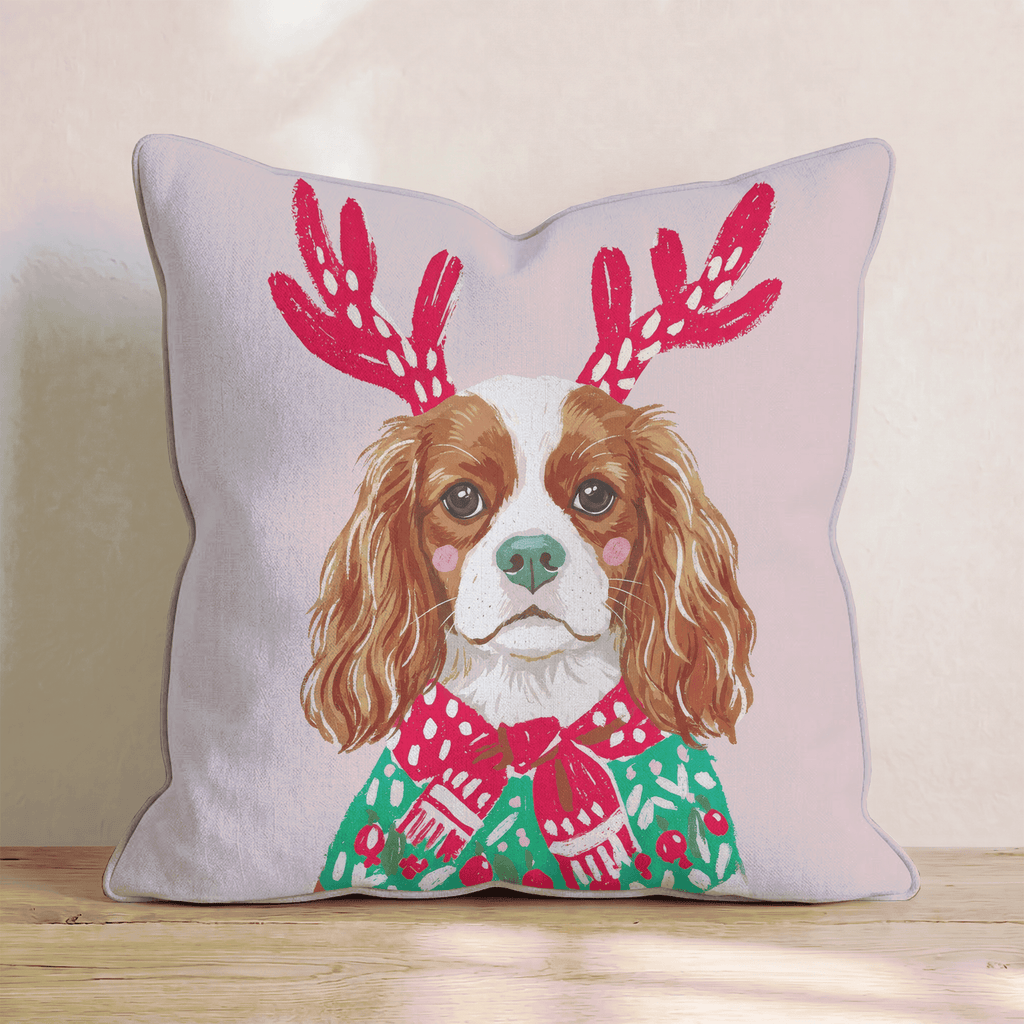 Christmas Sweater Cavalier King Charles Spaniel Throw Pillow - Hillcroft Home