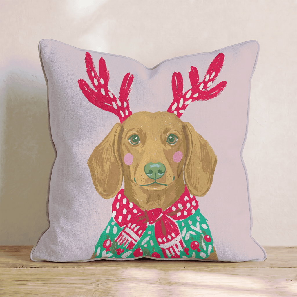 Christmas Sweater Dachshund Throw Pillow - Hillcroft Home