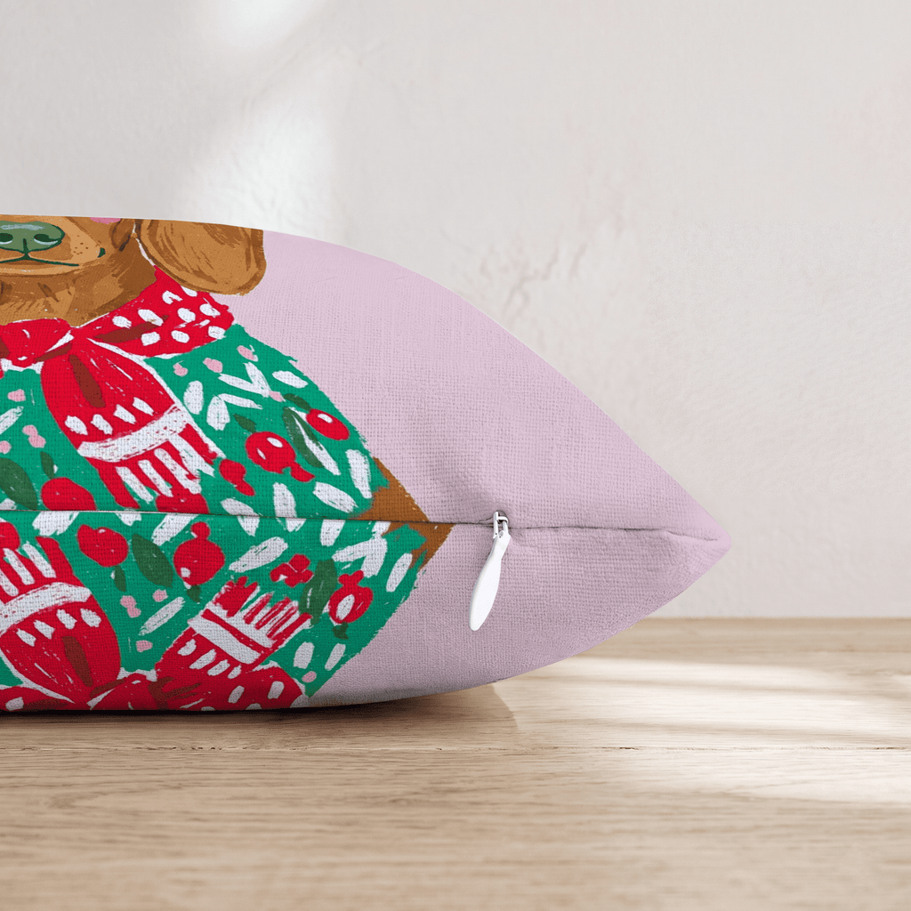 Christmas Sweater Dachshund Throw Pillow - Hillcroft Home