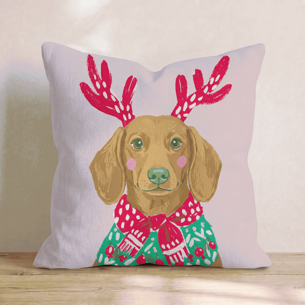 Christmas Sweater Dachshund Throw Pillow - Hillcroft Home