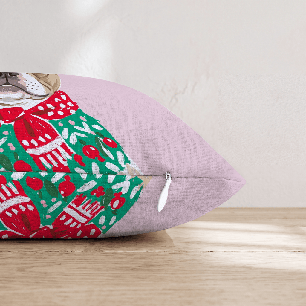 Christmas Sweater French Bulldog Throw Pillow - Hillcroft Home