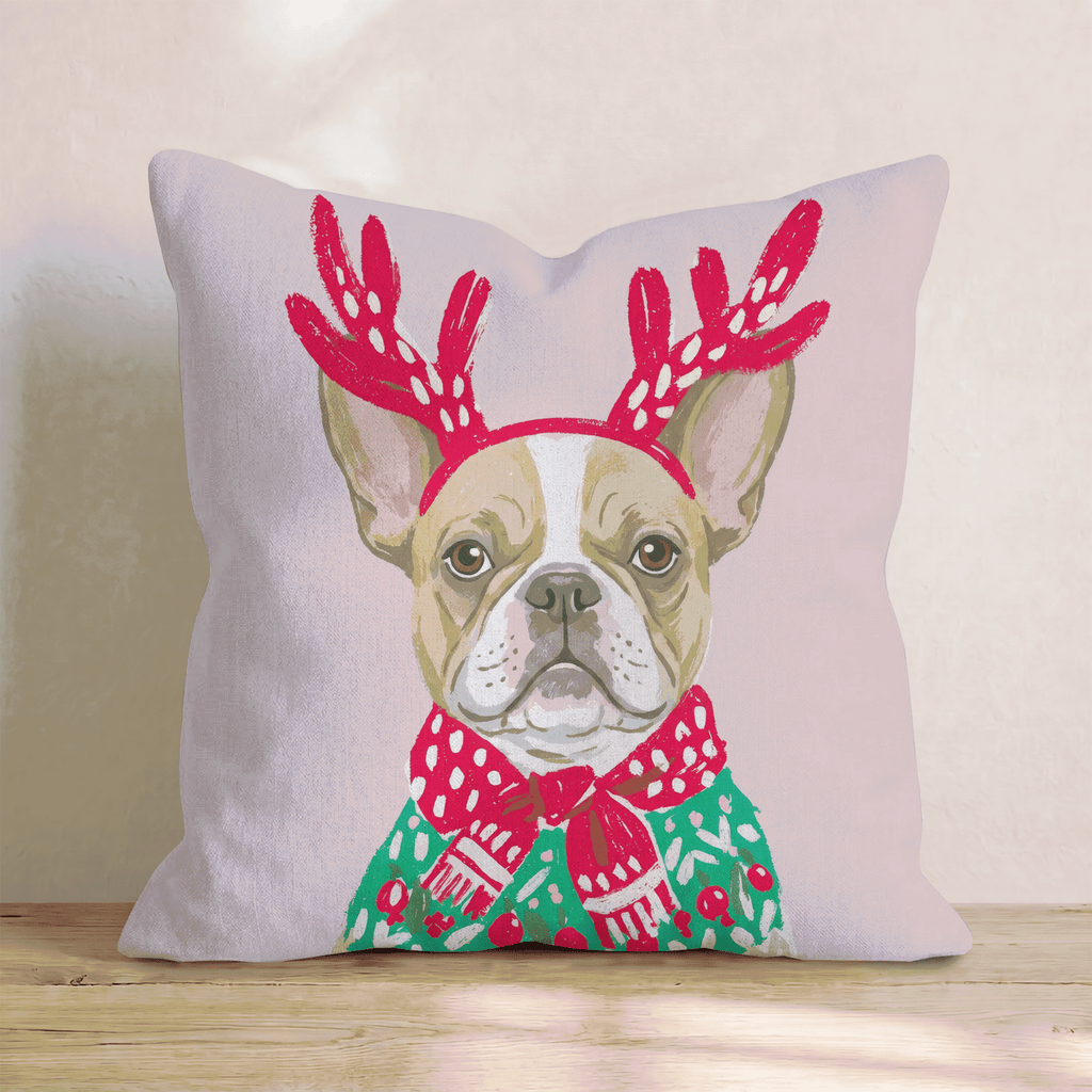 Christmas Sweater French Bulldog Throw Pillow - Hillcroft Home
