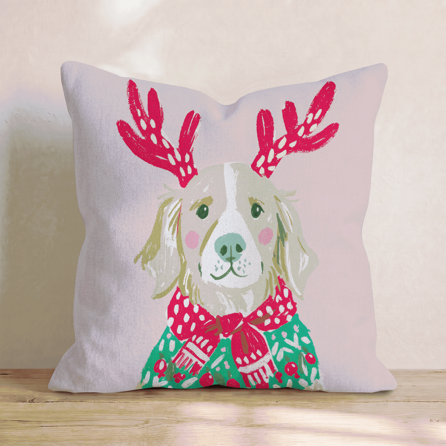 Christmas Sweater Golden Throw Pillow - Hillcroft Home