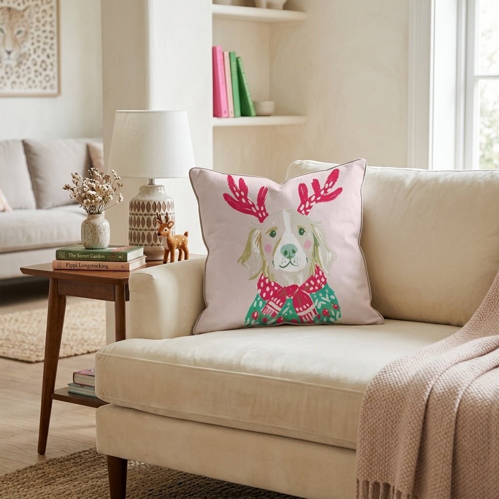 Christmas Sweater Golden Throw Pillow - Hillcroft Home