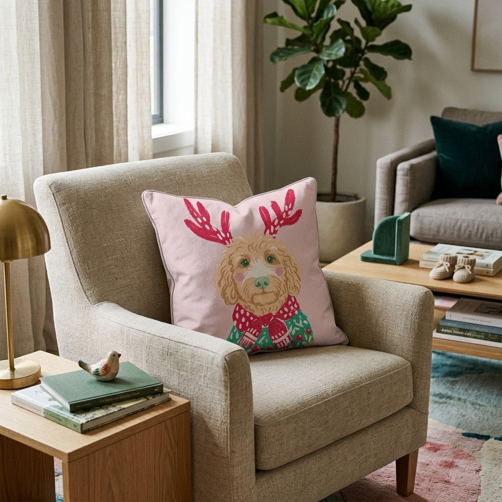 Christmas Sweater Goldendoodle Throw Pillow - Hillcroft Home