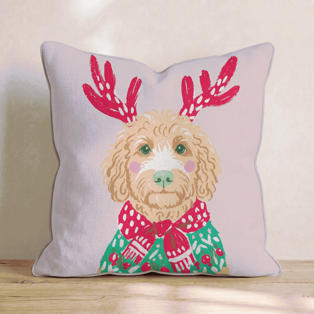 Christmas Sweater Goldendoodle Throw Pillow - Hillcroft Home
