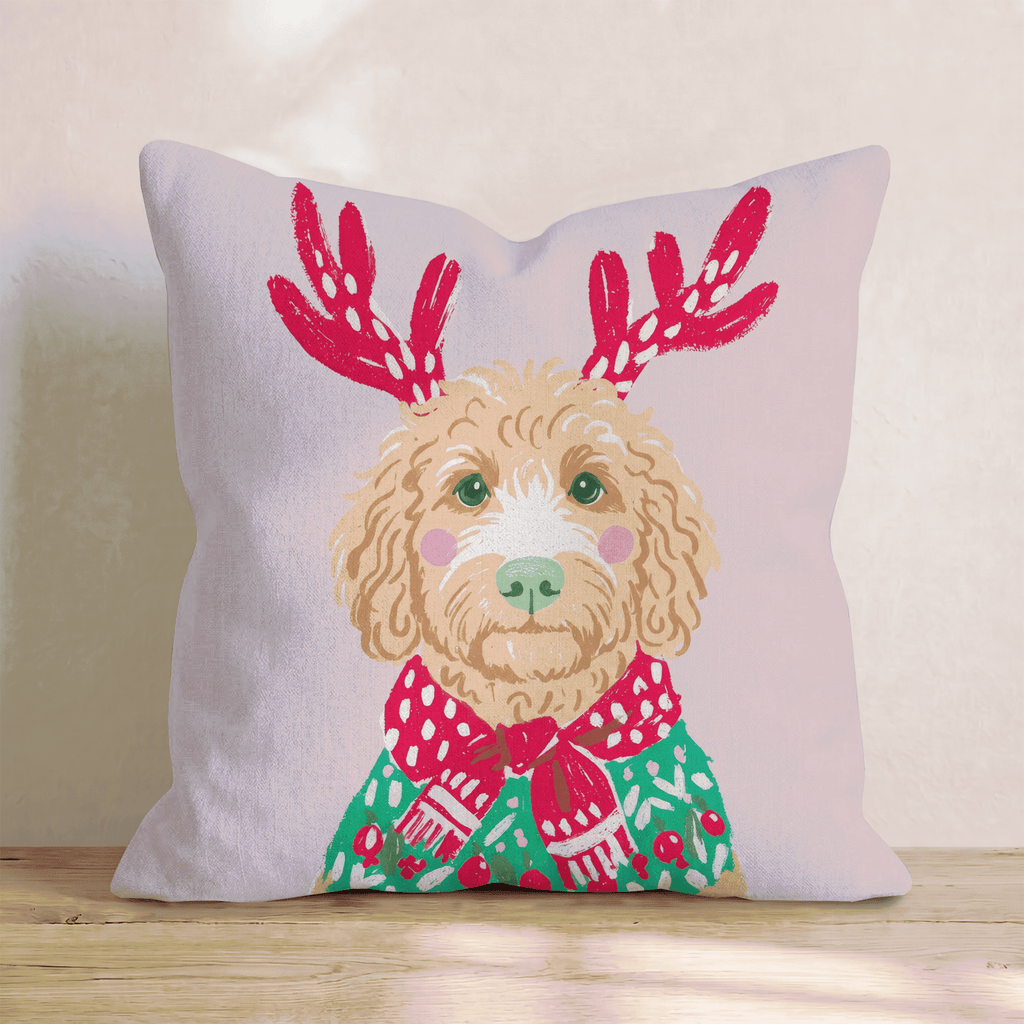 Christmas Sweater Goldendoodle Throw Pillow - Hillcroft Home