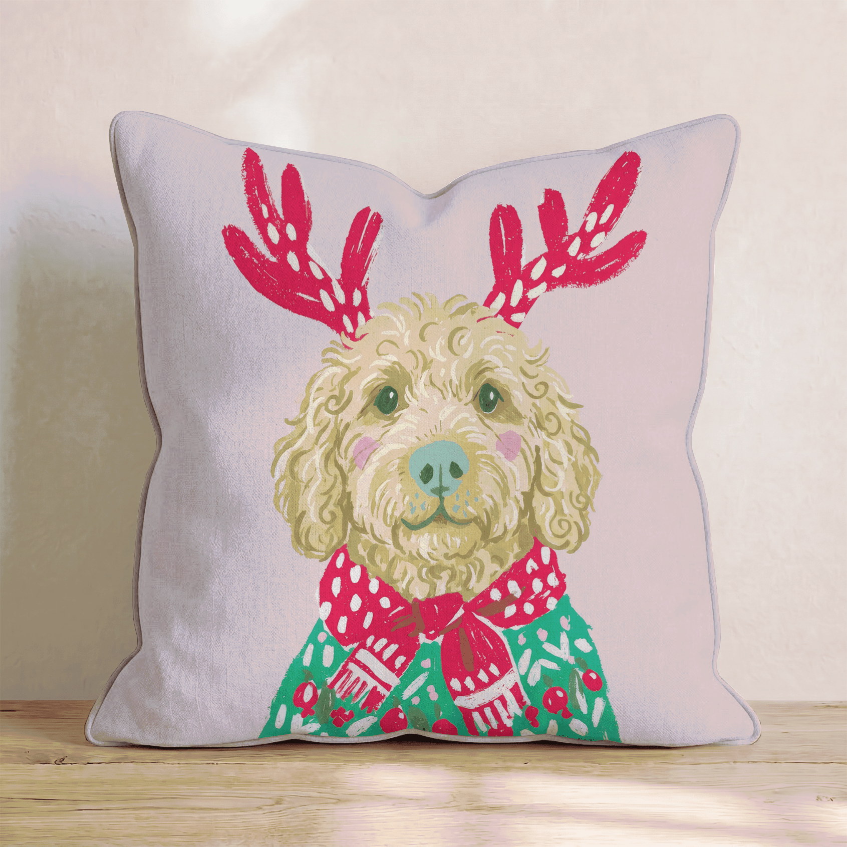 Christmas Sweater Labradoodle Throw Pillow - Hillcroft Home