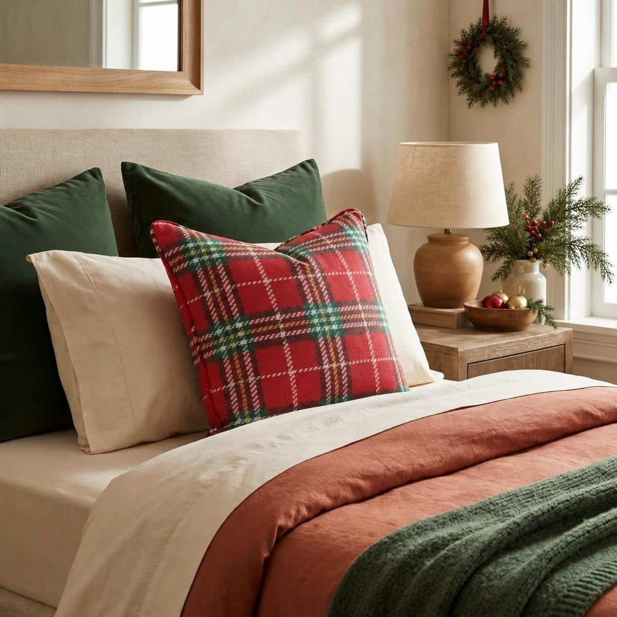 Christmas Tartan Throw Pillow throw pillow - Hillcroft Home