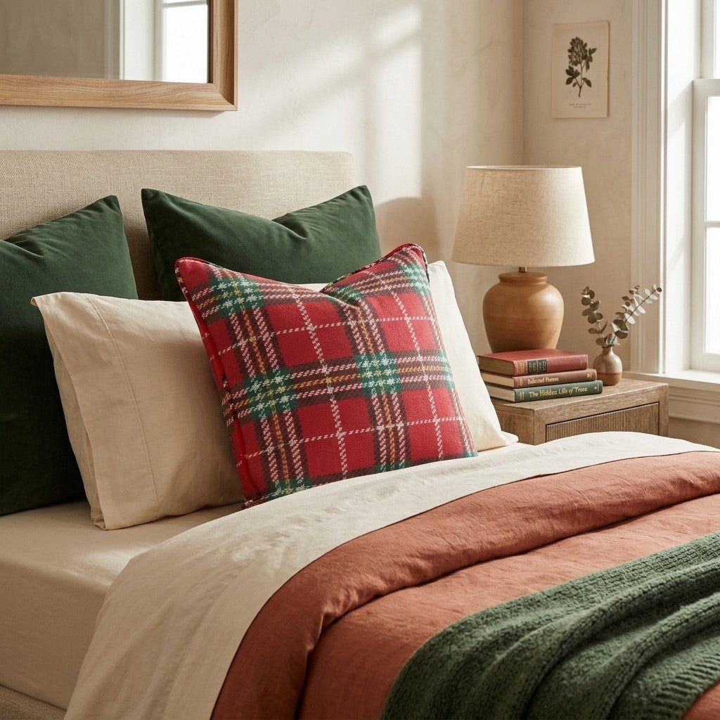 Christmas Tartan Throw Pillow - Hillcroft Home