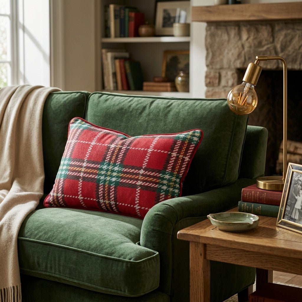 Christmas Tartan Throw Pillow - Hillcroft Home