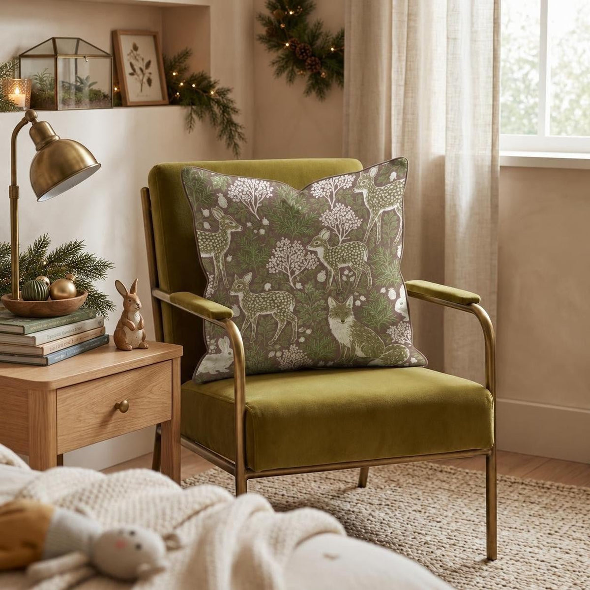 Christmas Woodland Throw Pillow throw pillow - Hillcroft Home