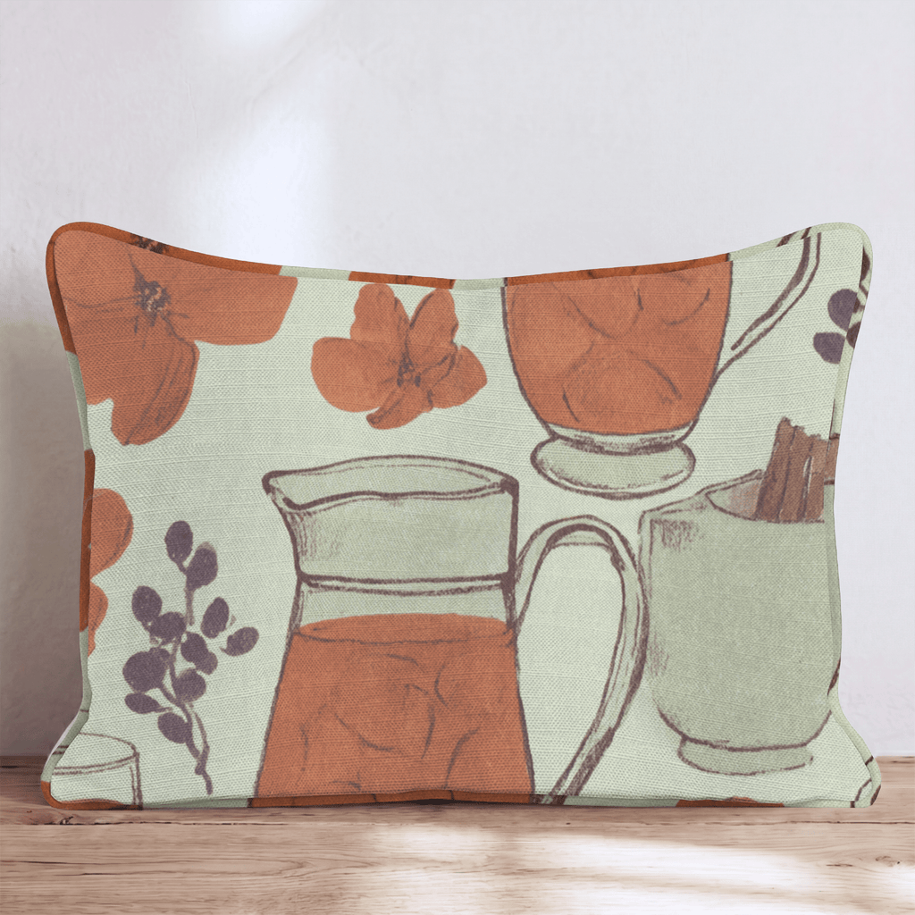 Cider Mugs & Blossoms Throw Pillow - Hillcroft Home