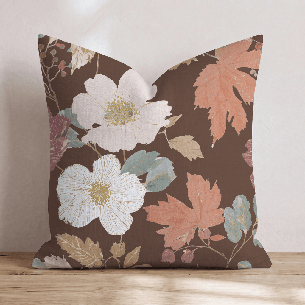Cinnamon Florals Throw Pillow - Hillcroft Home