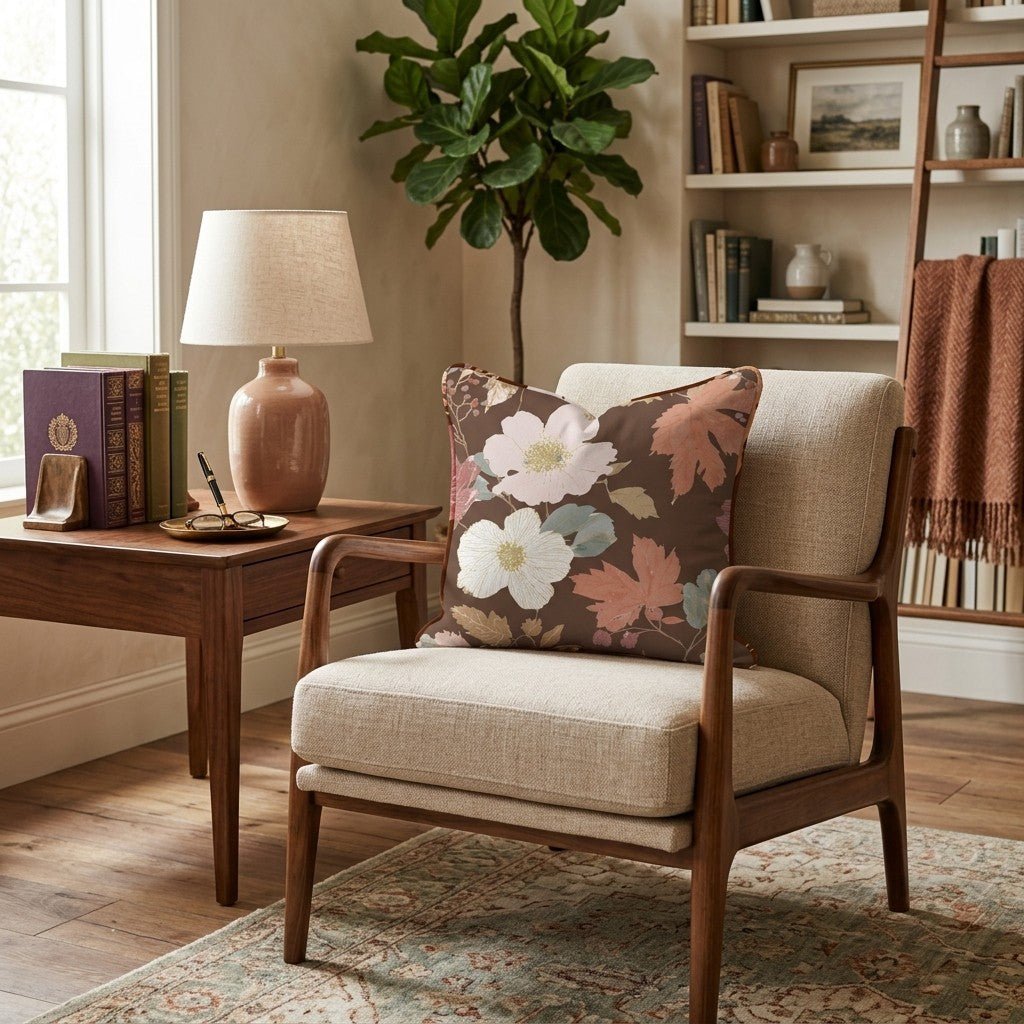 Cinnamon Florals Throw Pillow - Hillcroft Home