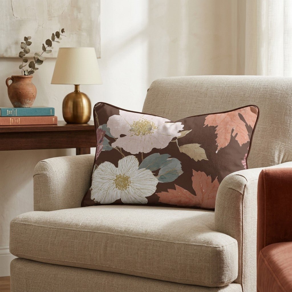 Cinnamon Florals Throw Pillow - Hillcroft Home
