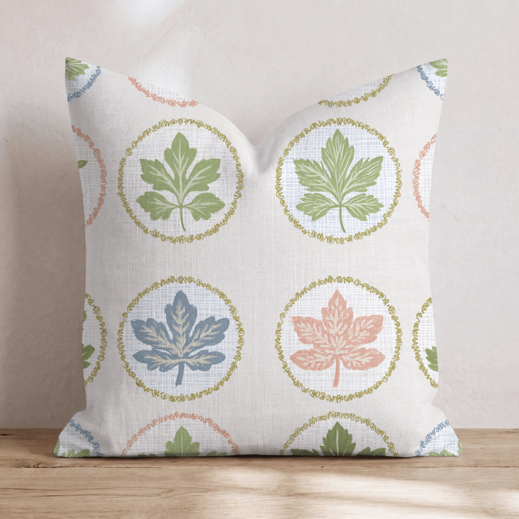 Circle Leaves Throw Pillow - Hillcroft Home