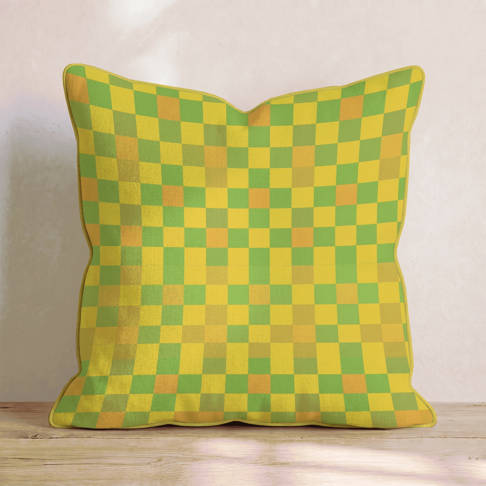 Citrus Pixel Check Throw Pillow - Hillcroft Home