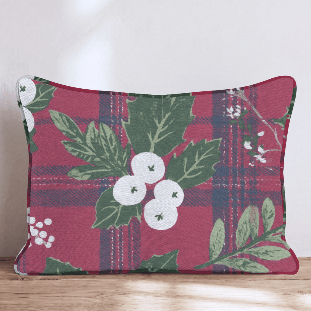 Classic Berries and Plaid Throw Pillow - Hillcroft Home
