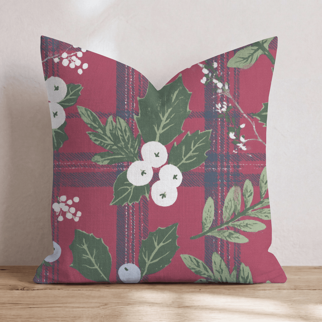 Classic Berries and Plaid Throw Pillow - Hillcroft Home