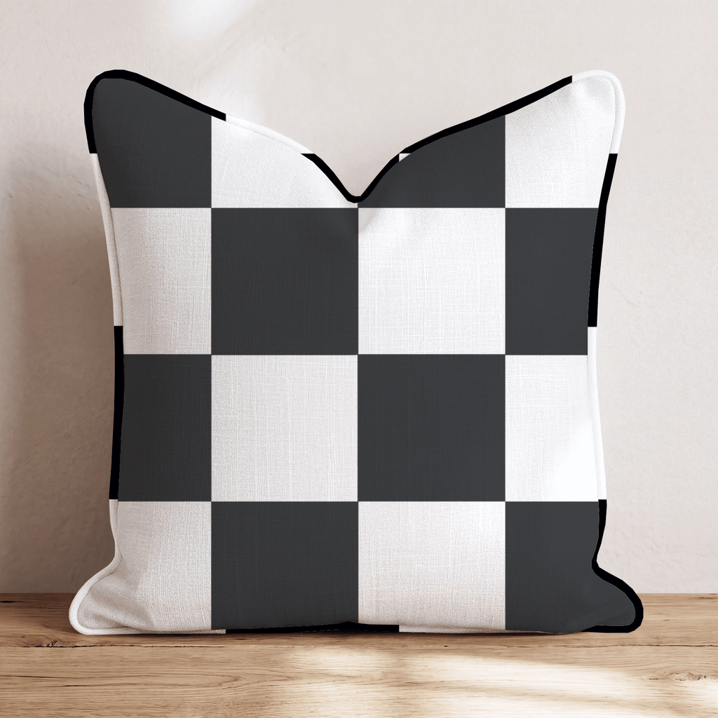 Classic Black Check Throw Pillow - Hillcroft Home