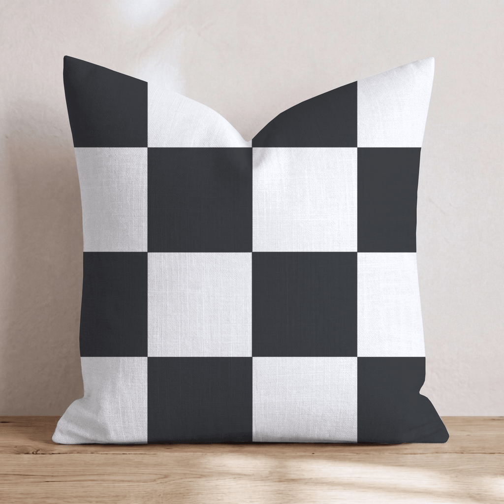 Classic Black Check Throw Pillow - Hillcroft Home