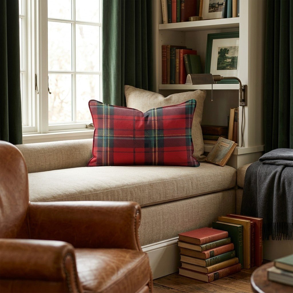 Classic Christmas Plaid Throw Pillow - Hillcroft Home