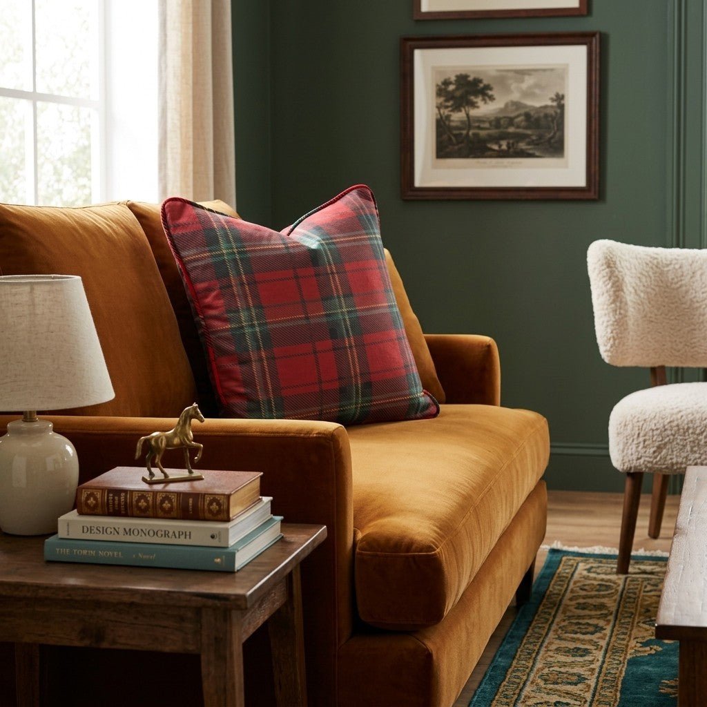 Classic Christmas Plaid Throw Pillow - Hillcroft Home