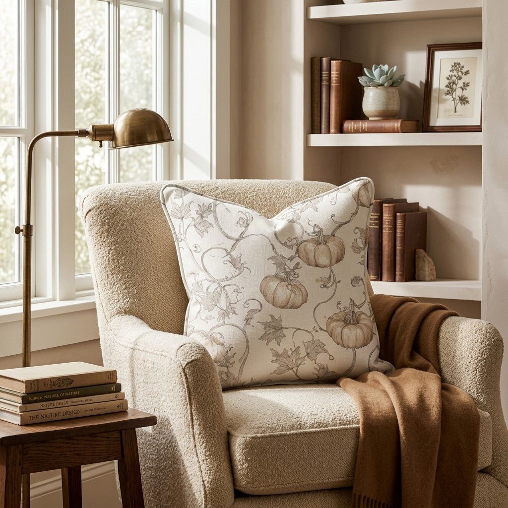 Classic French Toile Pumpkins Throw Pillow - Hillcroft Home