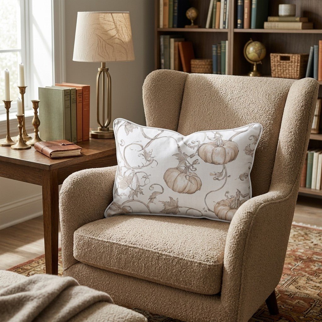 Classic French Toile Pumpkins Throw Pillow - Hillcroft Home