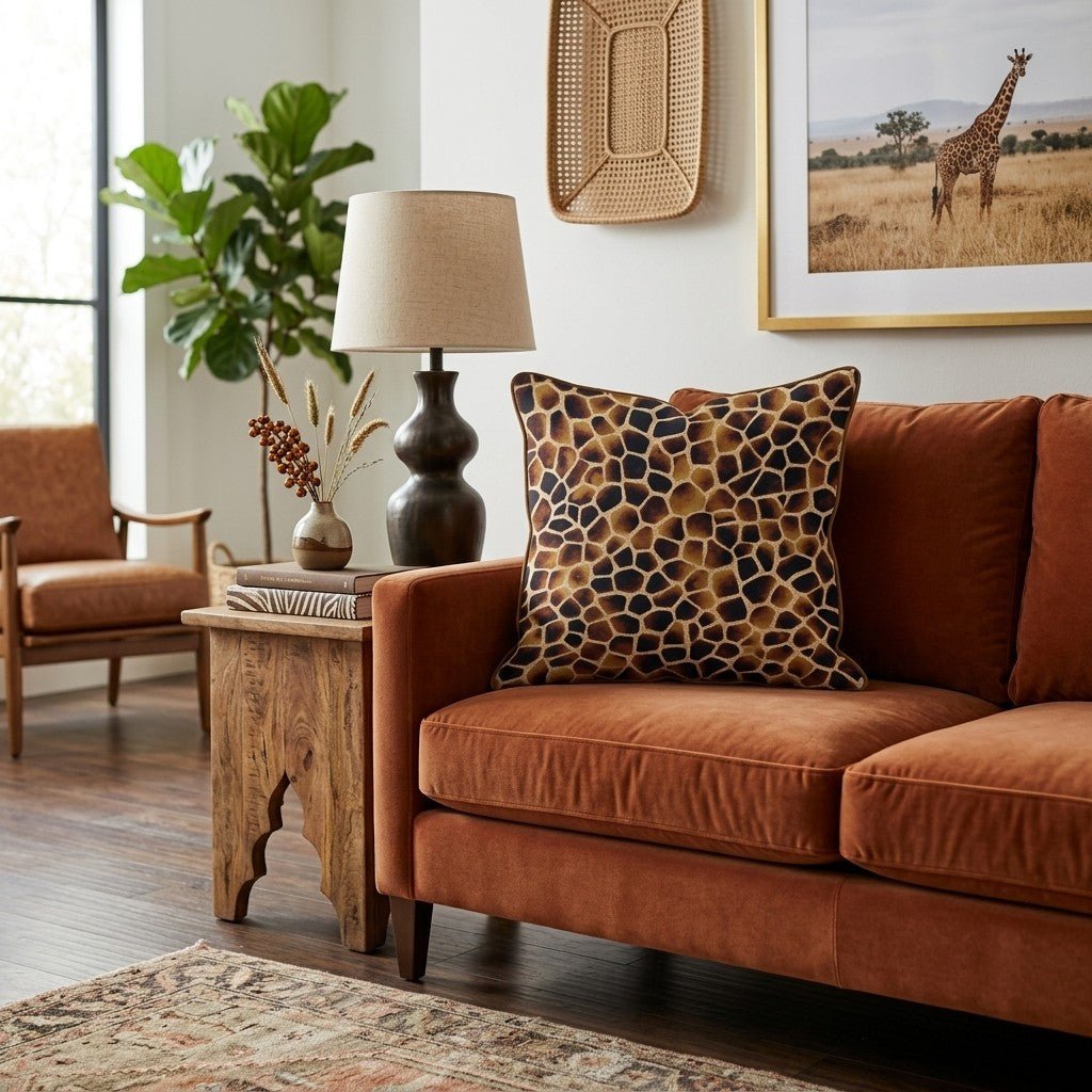 Classic Giraffe Brown Throw Pillow - Hillcroft Home