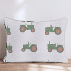 Classic Green Tractor Grid Throw Pillow - Hillcroft Home