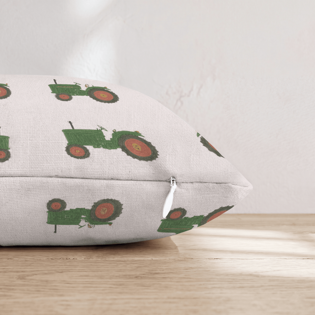 Classic Green Tractor Grid Throw Pillow - Hillcroft Home