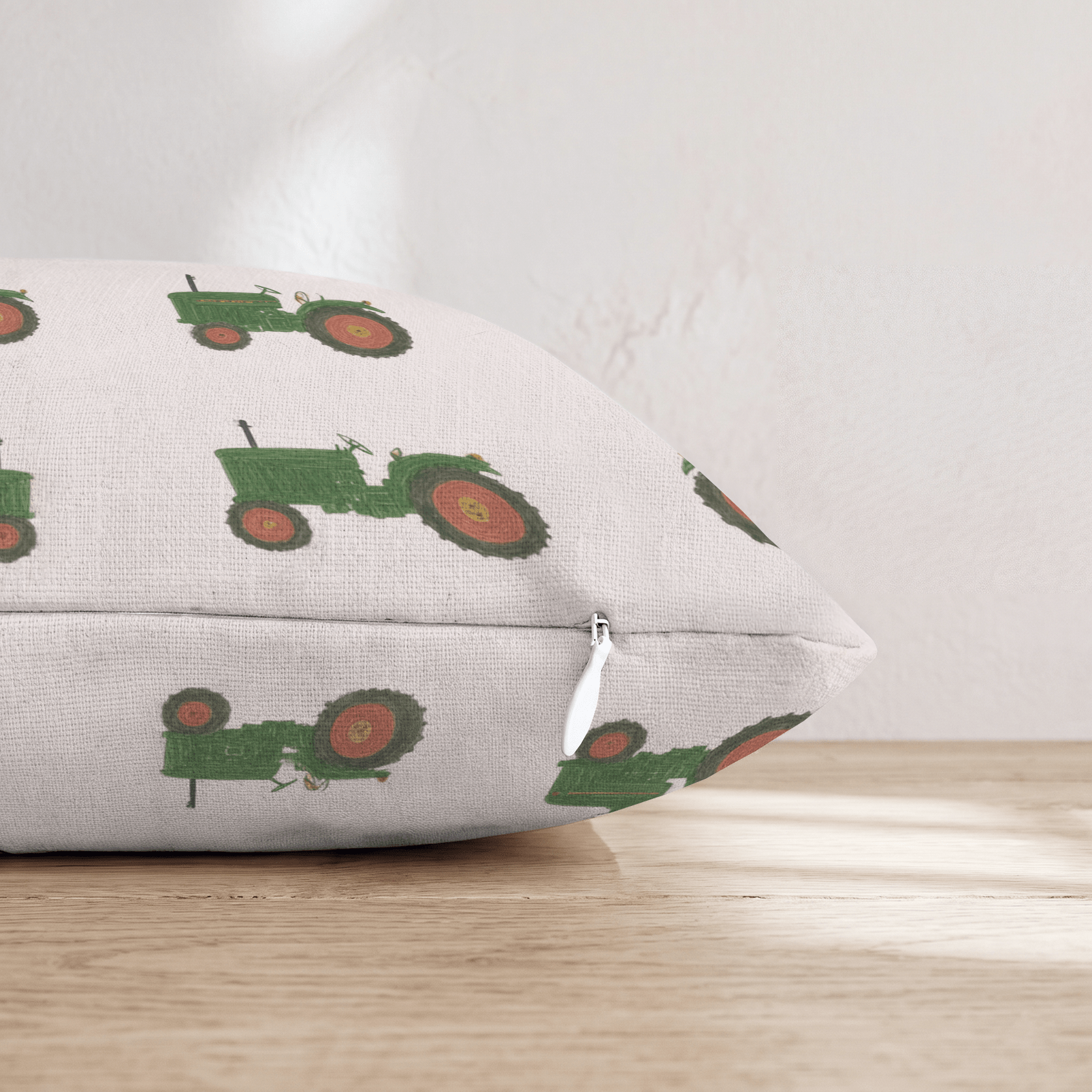 Classic Green Tractor Grid Throw Pillow - Hillcroft Home