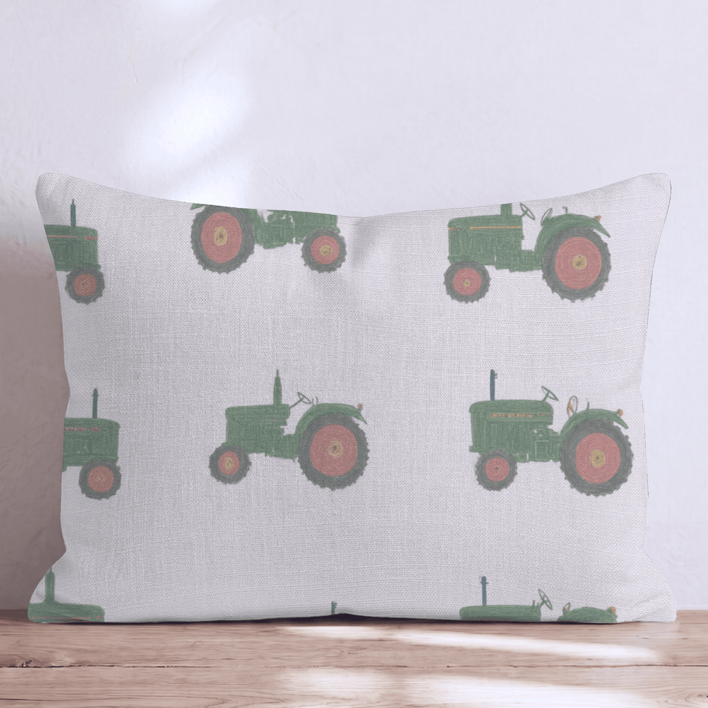 Classic Green Tractor Grid Throw Pillow - Hillcroft Home