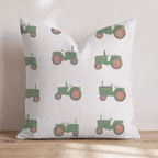 Classic Green Tractor Grid Throw Pillow - Hillcroft Home