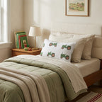 Classic Green Tractor Grid Throw Pillow - Hillcroft Home