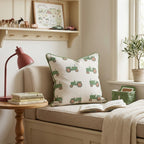 Classic Green Tractor Grid Throw Pillow - Hillcroft Home