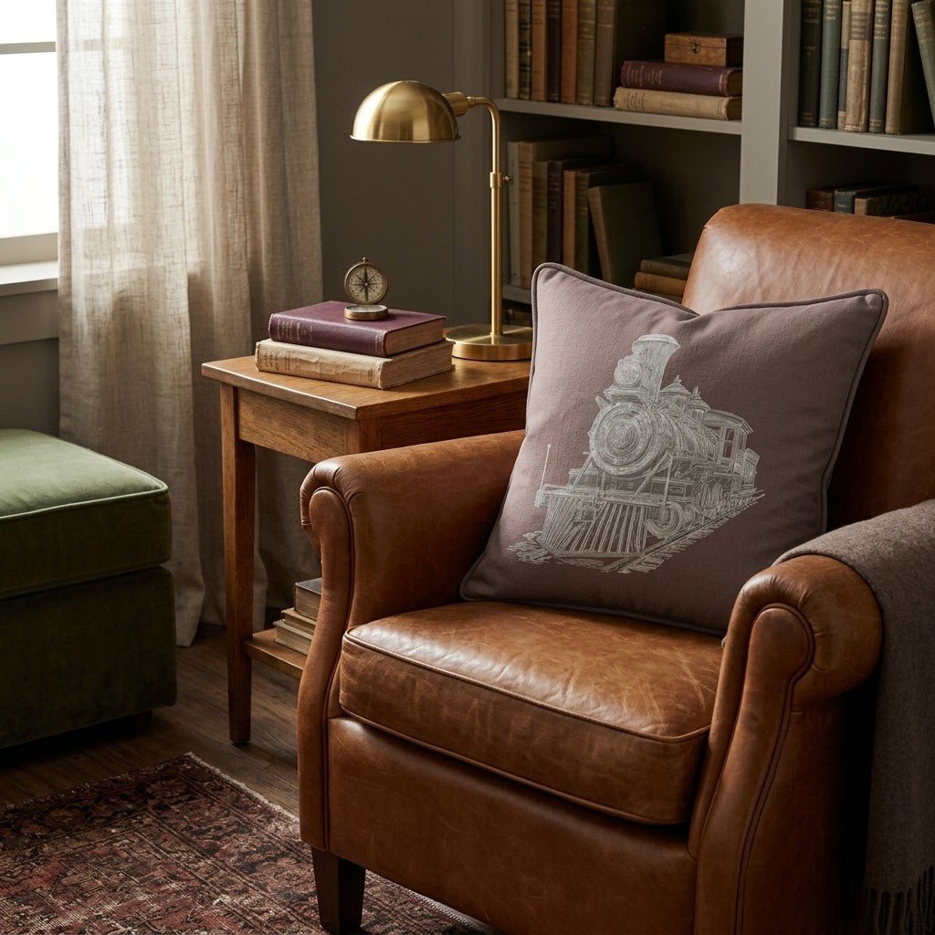 Classic Steam Engine Throw Pillow - Hillcroft Home