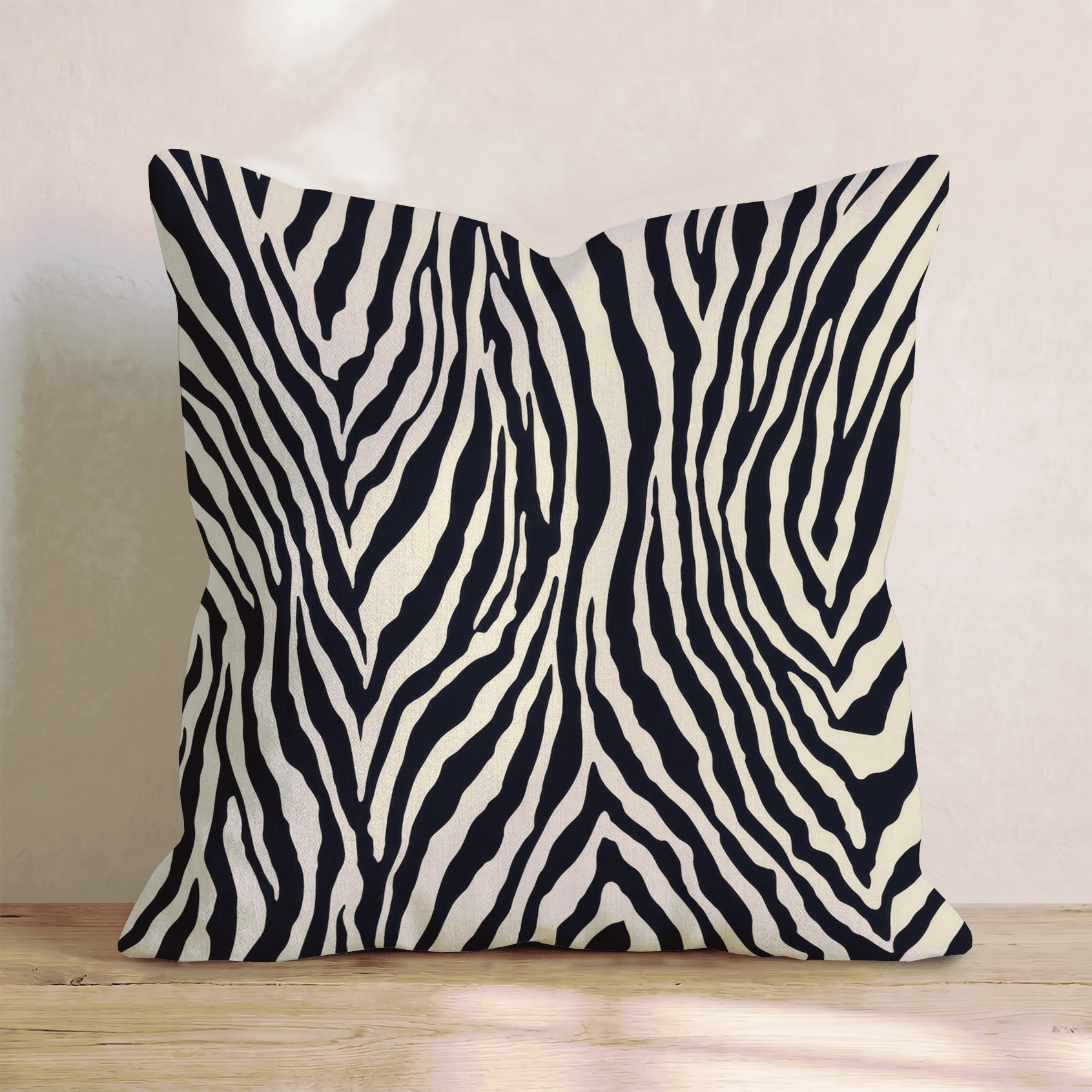 Classic Zebra Cream Throw Pillow - Hillcroft Home