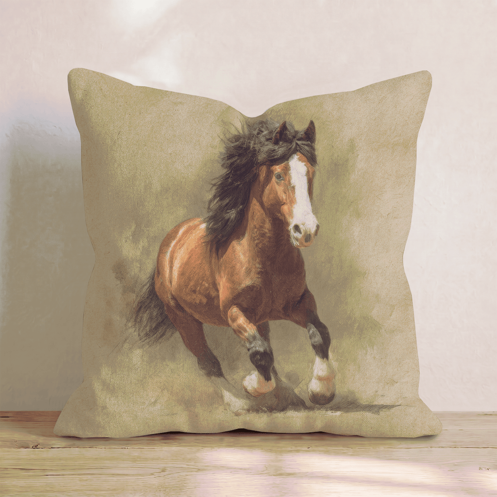 Clydesdale Gallop Kraft Throw Pillow - Hillcroft Home
