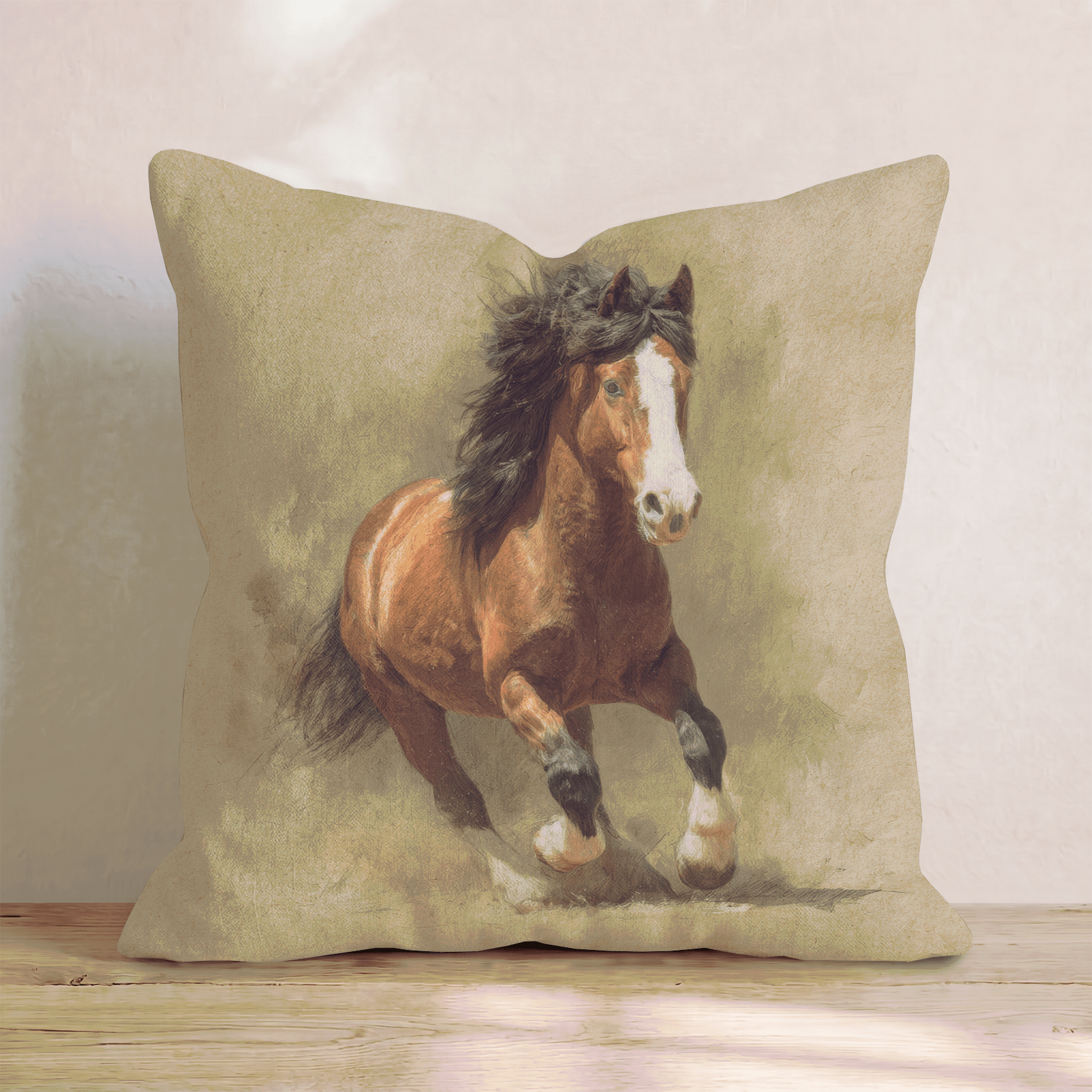 Clydesdale Gallop Kraft Throw Pillow - Hillcroft Home