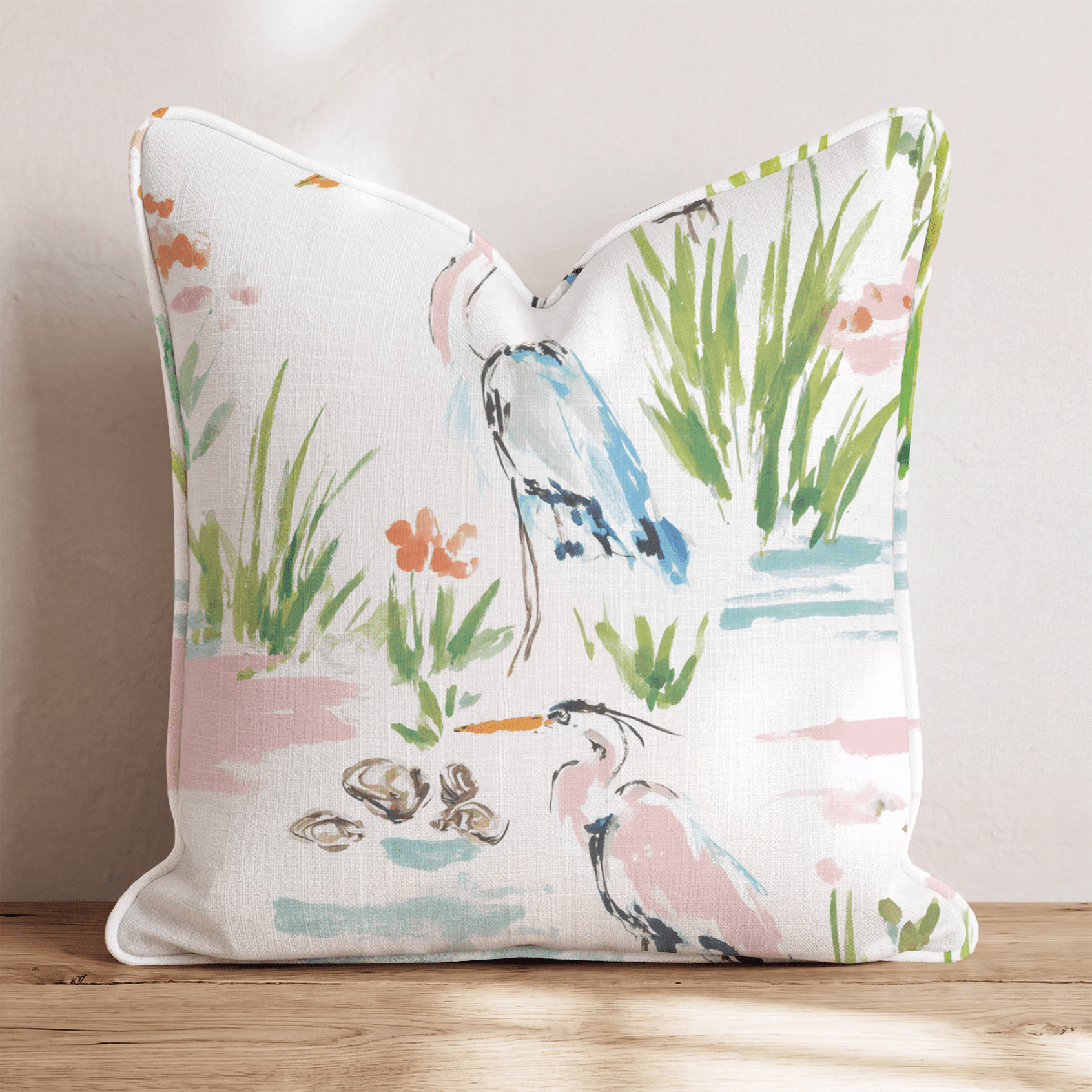 Coastal Herons Throw Pillow - Hillcroft Home