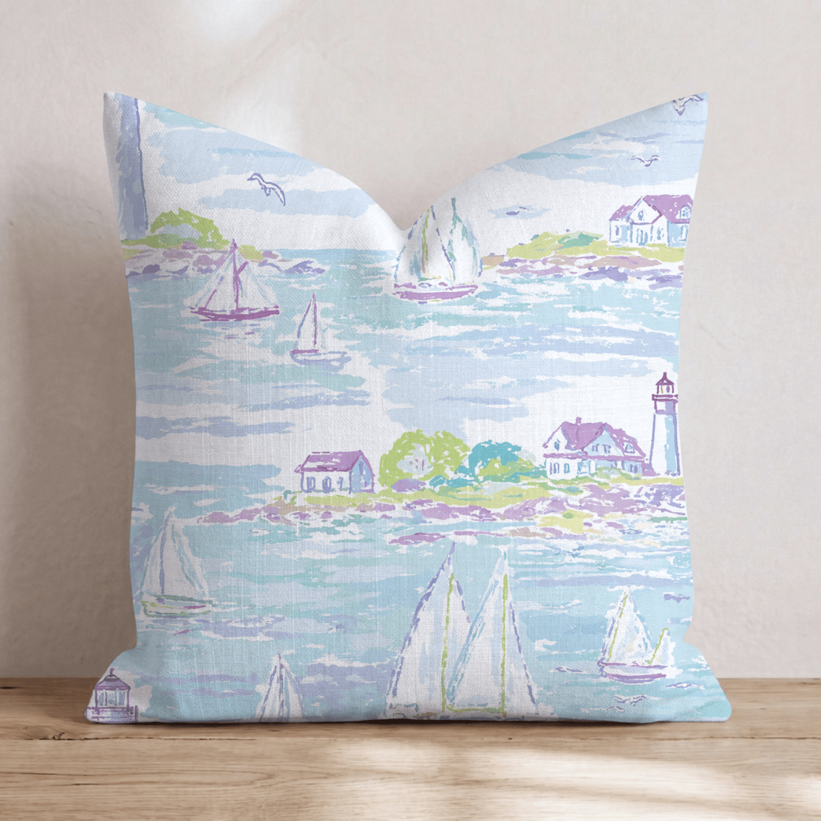 Coastal Lighthouse Throw Pillow - Hillcroft Home