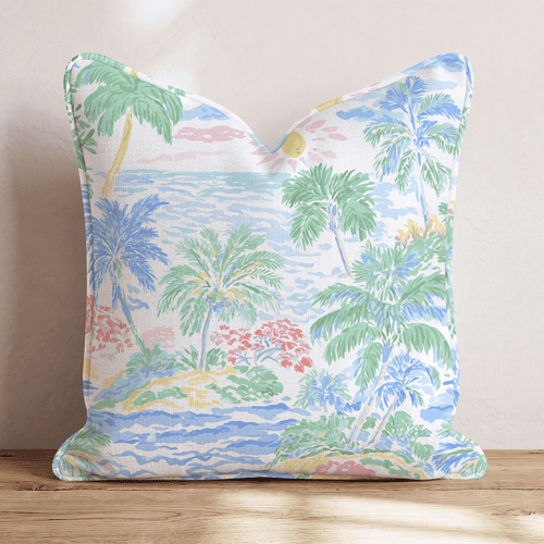 Coastal Palm Sunrise Throw Pillow - Hillcroft Home