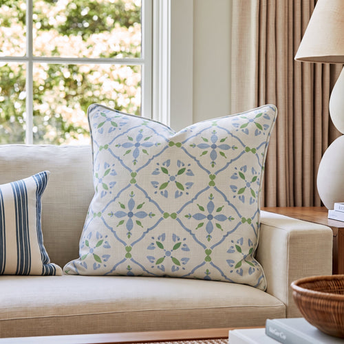 Coastal Palms Block Pattern Throw Pillow throw pillow - Hillcroft Home