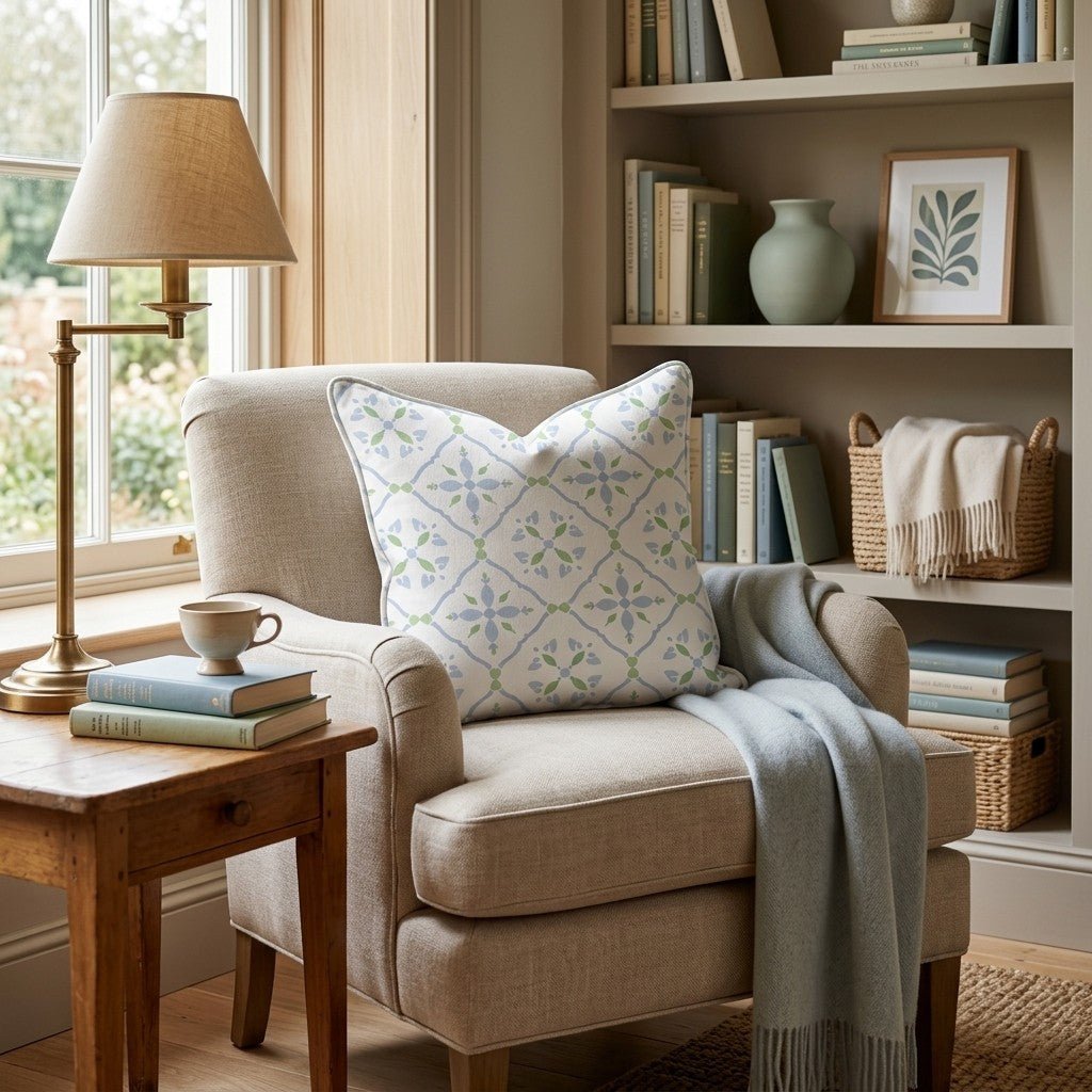Coastal Palms Block Pattern Throw Pillow - Hillcroft Home