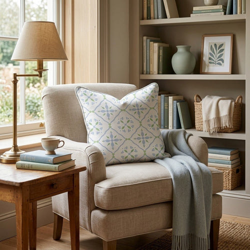 Coastal Palms Block Pattern Throw Pillow - Hillcroft Home