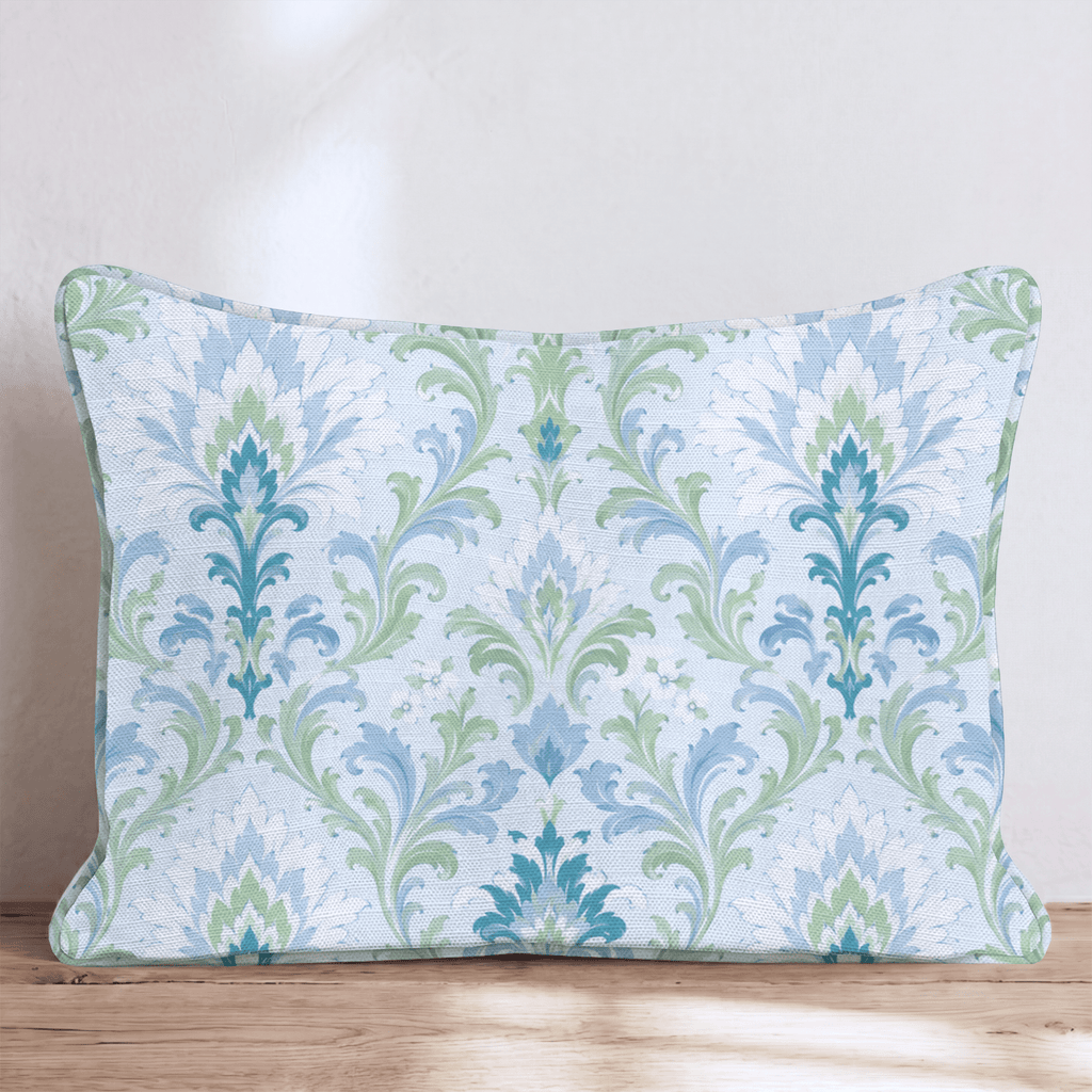 Coastal Palms Damask Throw Pillow - Hillcroft Home